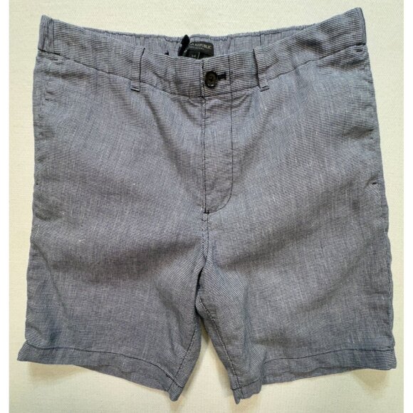 Banana Republic Mens Aiden Short Stretch Sz 34 Navy White Houndstooth Drawstring - Picture 1 of 9